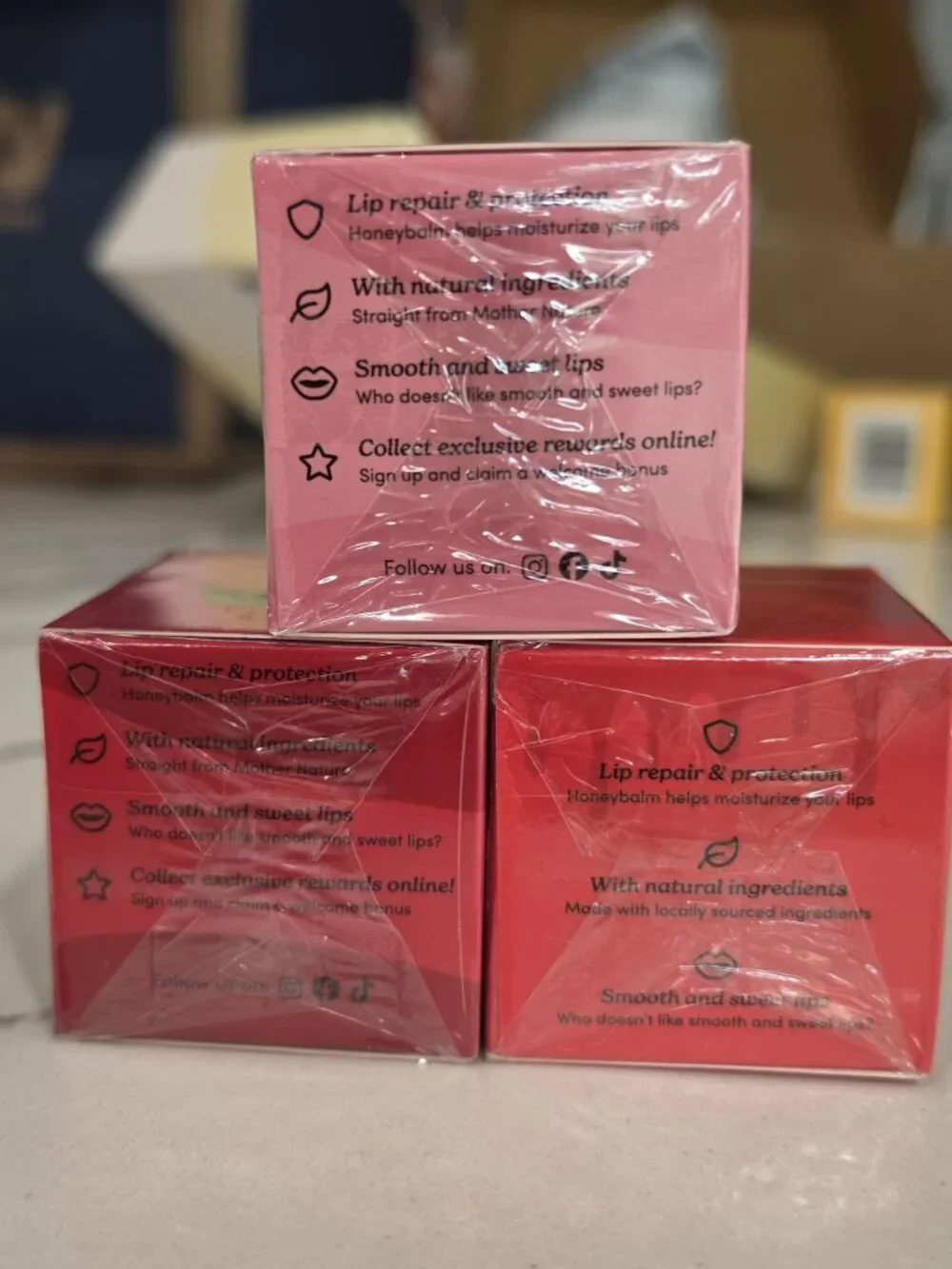 Honeybalm Assorted Lip Balm Set Strawberry Cherry Watermelon Beeswax Vitamin E